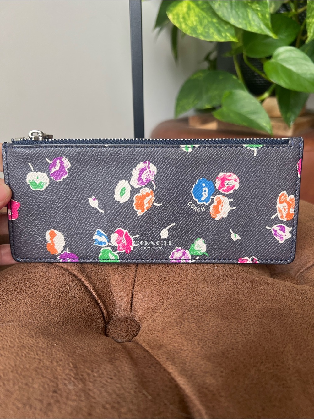 Coach Blue Wildflower Wallet with Insert Pouch F53771 - Picture 13 of 15